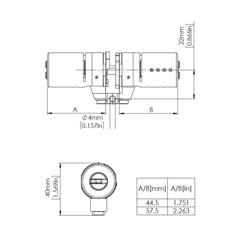 Cylindre monobloc Locxis FORTE 50-50 Serruriers de France® compatible Fichet Forges P101-P132-P102  - 4 clés brevetées