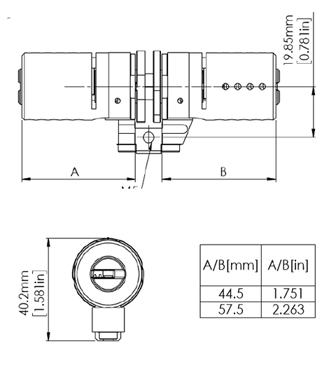 Cylindre monobloc Locxis TRELOD 50-60 Serruriers de France® pour Fichet Vertipoint T Fortissime T et F3D- 4 clés brevetées